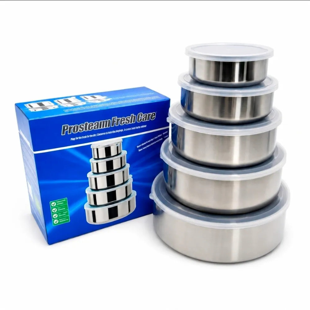 Kit 5 Tupper conTapa Acero Inox.