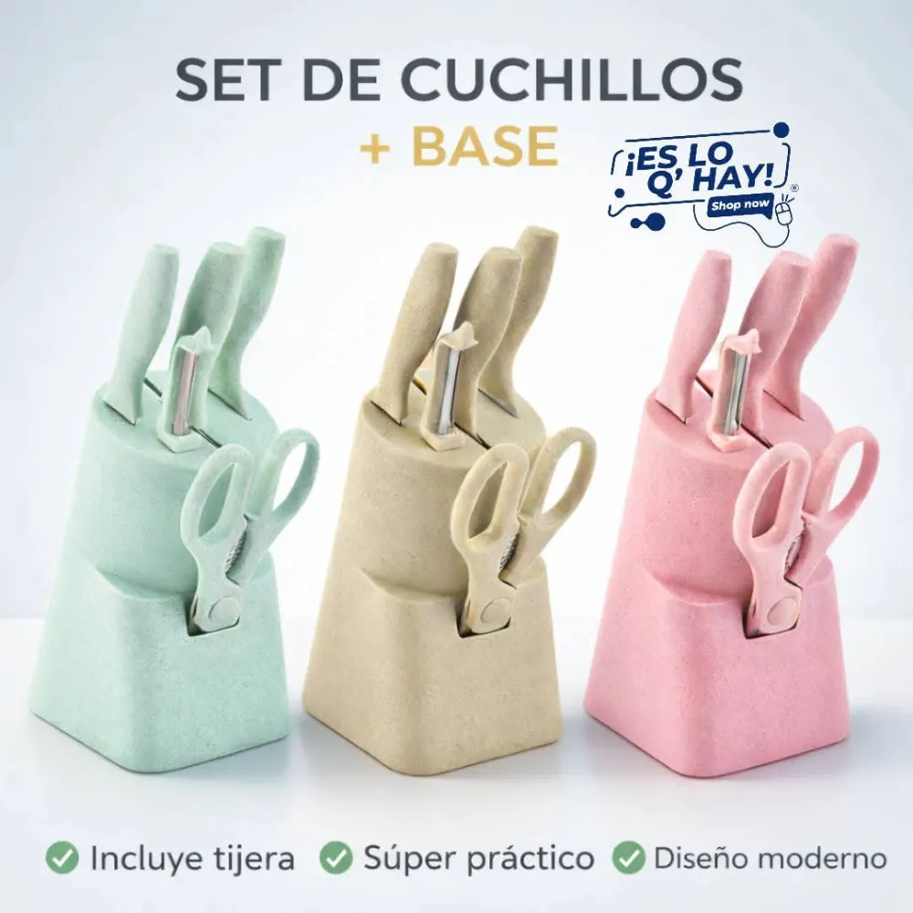 Set Cuchillos mas Base y Tabla