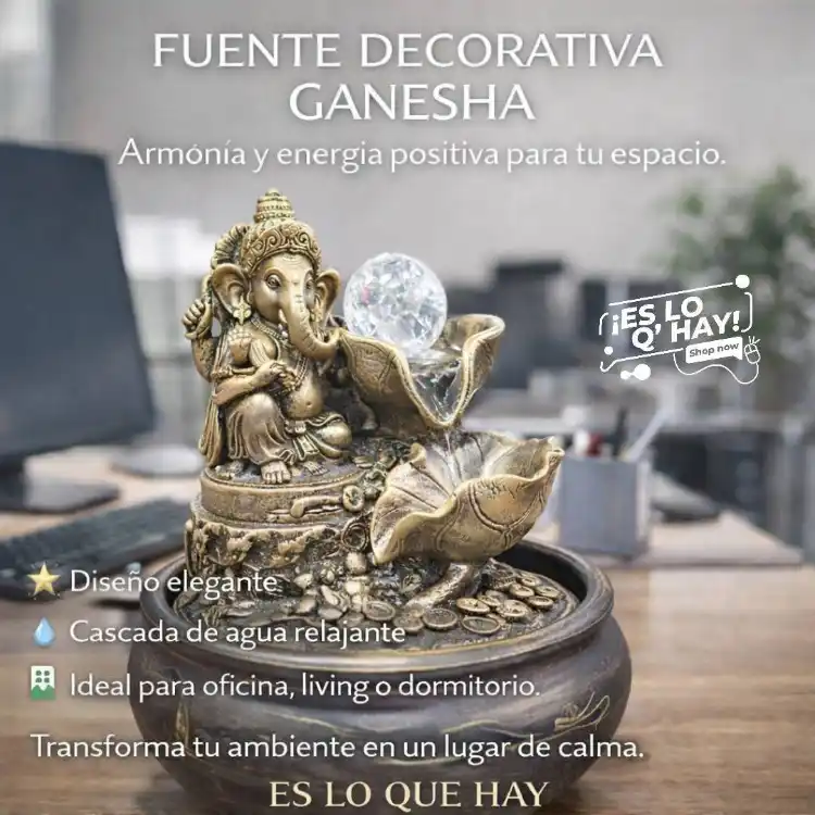 Fuente Agua Decorativa Ganesha con Luz Led