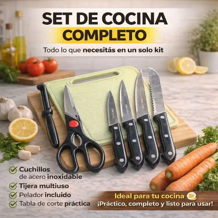 Set Cocina Cuchillas y Tabla