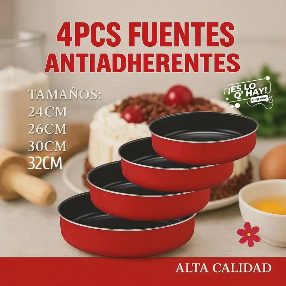 Juego Asaderas Antiadherentes 24,26,30 y 32cm