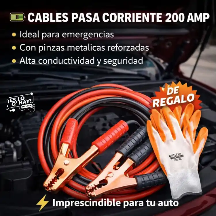 Kit Chicote para Batería 200Amp  + Guantes