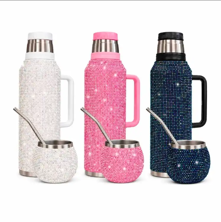 Set Matero Premium con Brillo 1.200Ml Termo, Mate y Bombilla 