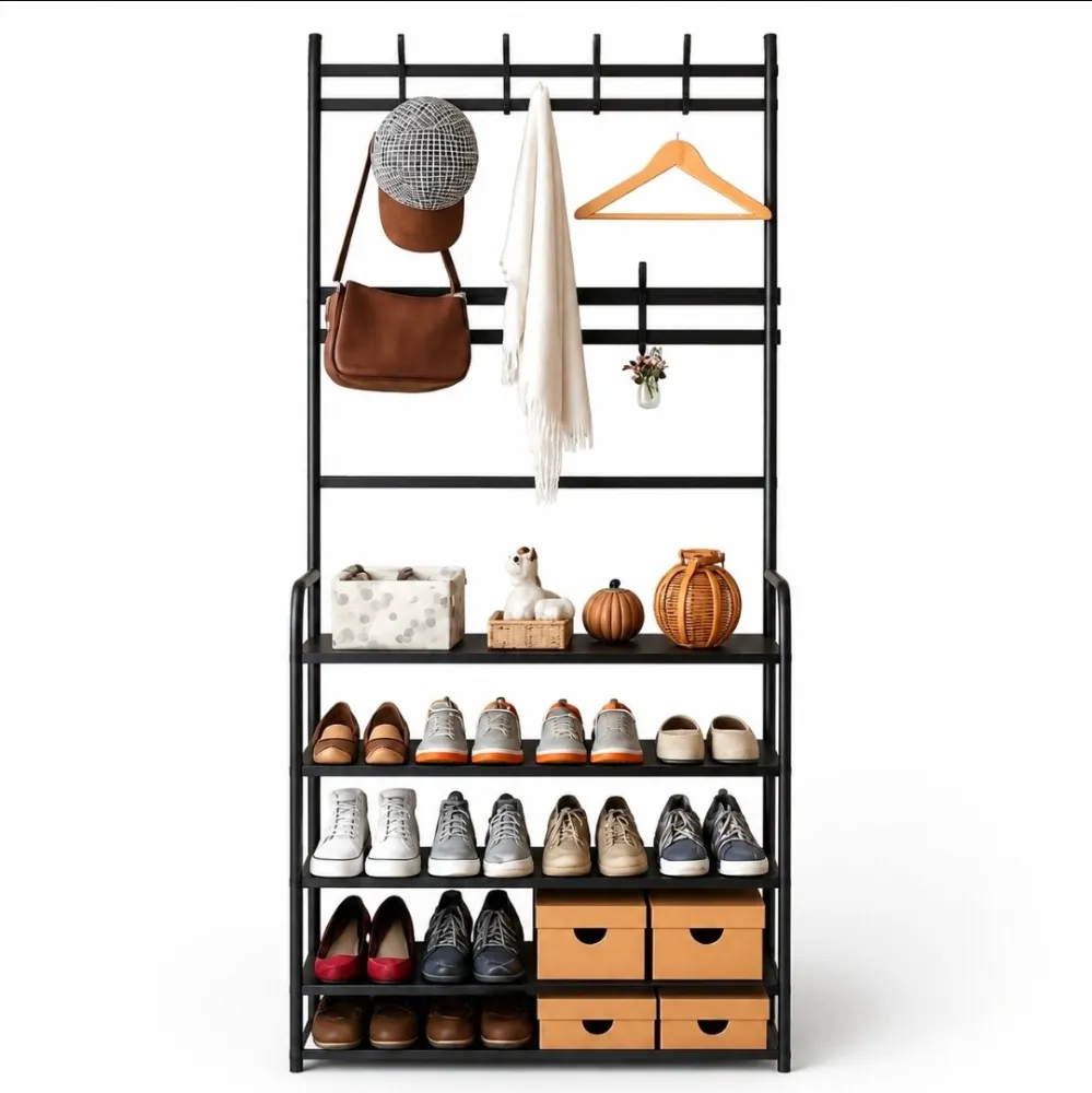 Organizador 3 en 1 zapatero perchero estante
