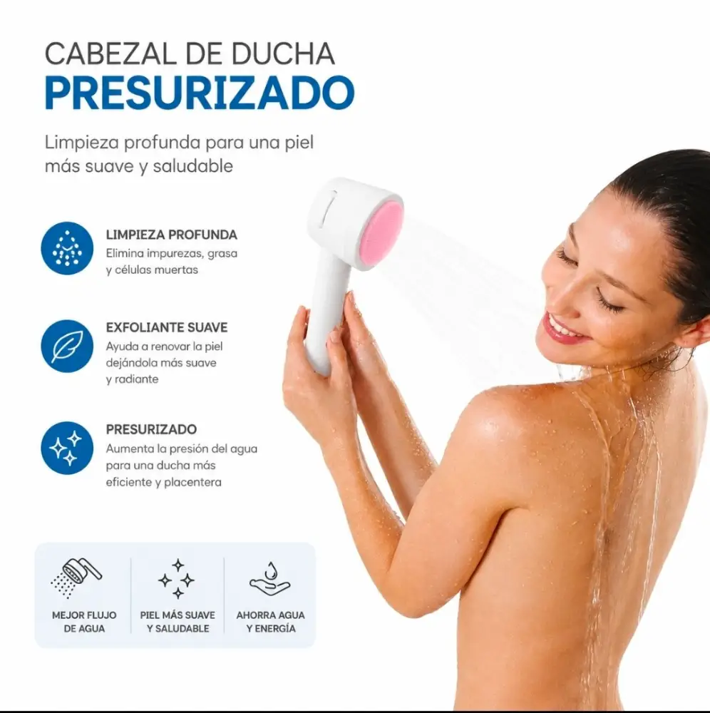 Cabezal de Ducha Presurizado con Cepillo Exfoliante