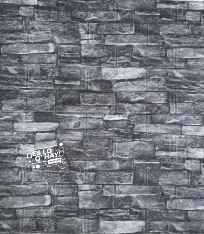 Placa Autoadhesiva Simil Piedra Negro Gris 70 x 77